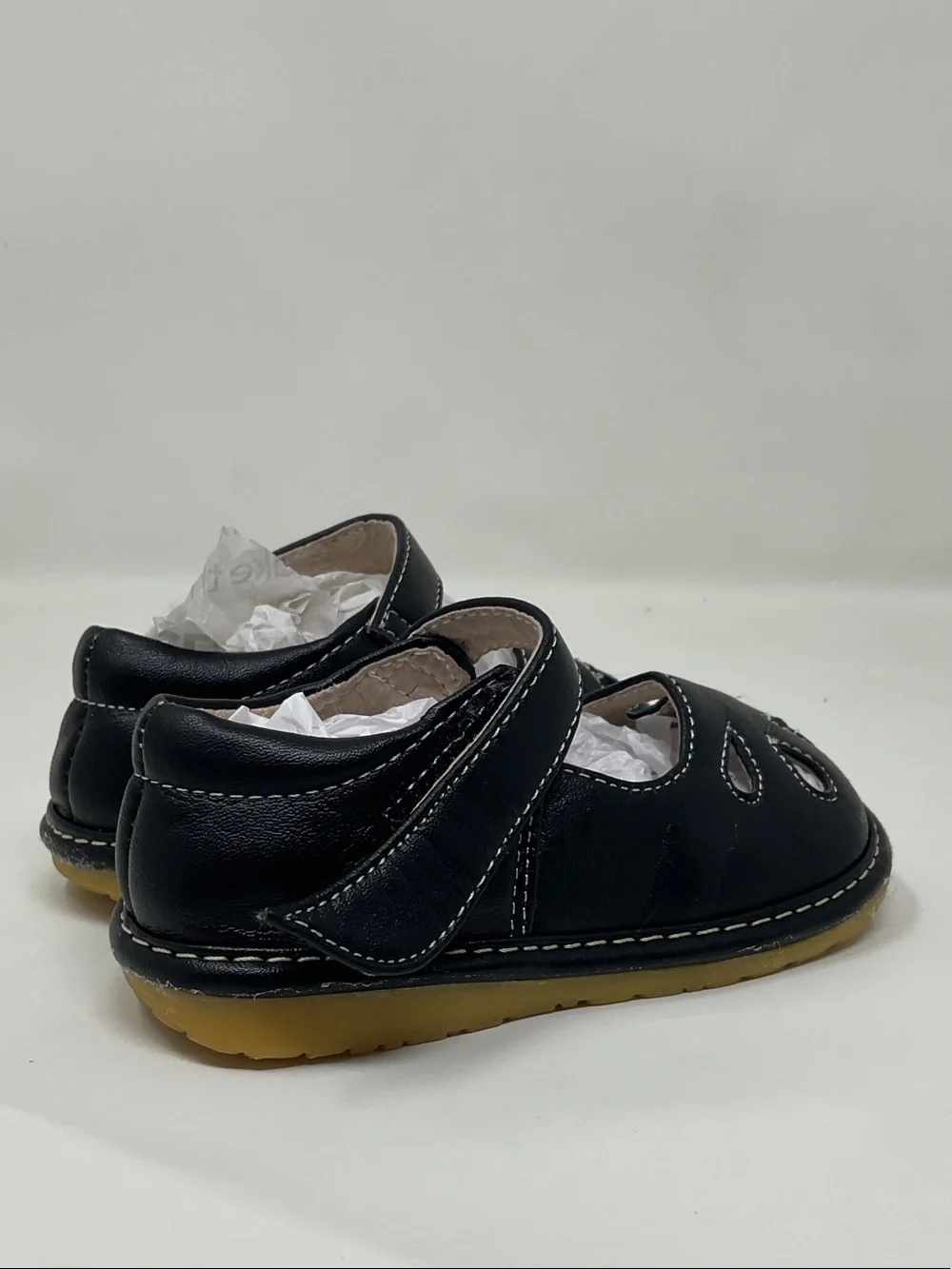 Black Leather Velcro Mary Jane Walker Shoes Baby Girl Toddler size 6 alligator 🐊
